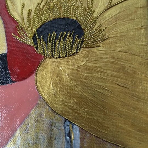 Handmade painting on canvas "Flower in Hair" 24x29 cm, acrylics