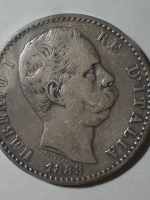 2 λίρες Ιταλίας 1883 Ουμπέρτο ασημένιες μεταχειρισμένες