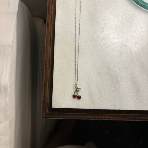 Silver cherry pendant with chain like new