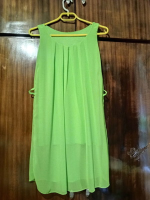 H&M airy green mini dress with belt loops