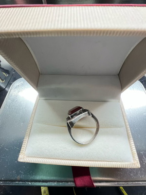 Silver ring with brown stone like new