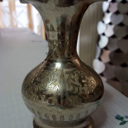 Vintage brass vase used with floral engravings