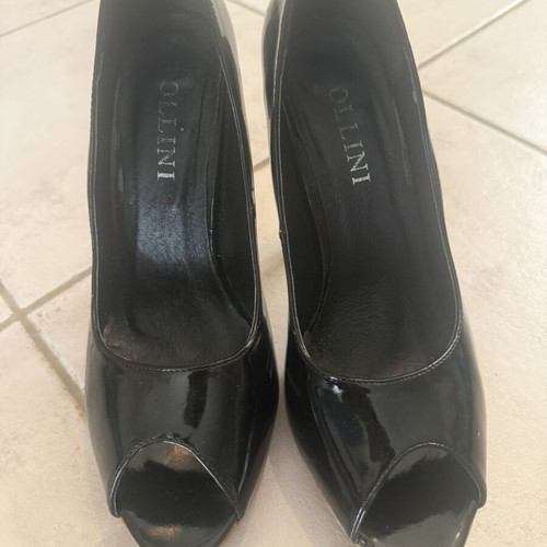 Rollini black peep toe pumps used, platform size 38