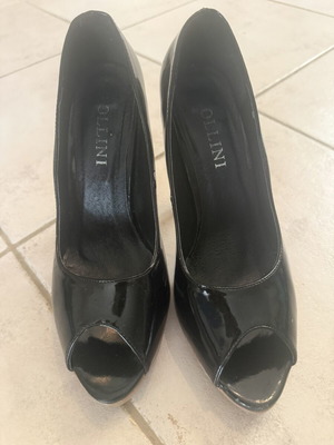 Rollini black peep toe pumps used, platform size 38