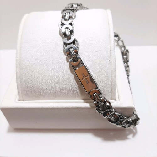Men's bracelet stainless steel new, silver, 21.5cm