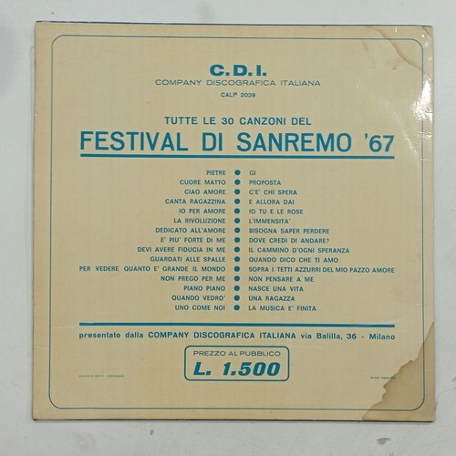 Vinyl Tutto Il Festival Di Sanremo '67 used