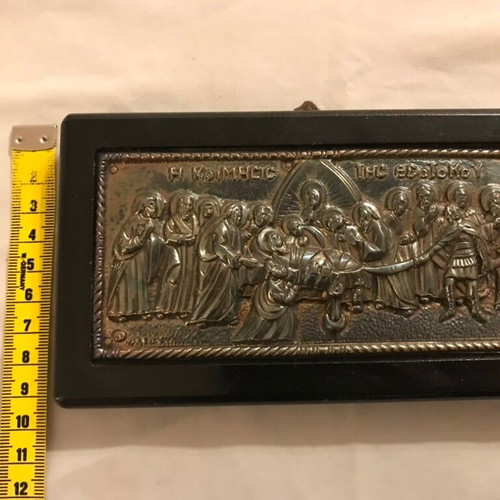 Silver icon The Dormition of the Theotokos used, 950 silver