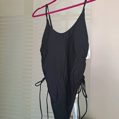 One-piece swimsuit new, size XL, black with adjustable cords