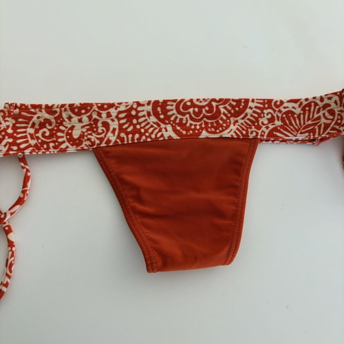 Very very small sexy bikini with triple side ties, white and orange