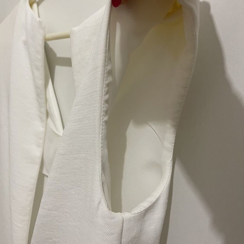 Zara white wide-leg jumpsuit with shoulder pads