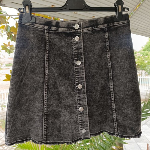 H&M Denim Skirt dark grey acid wash size S new