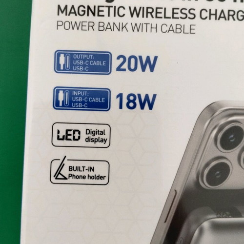 Hoco Q43 PD20W Fast Charge Magnetic Wireless Powerbank with Stand and Built-in Type C Cable