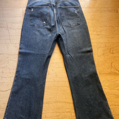 Bershka flare jeans with rips like new, blue size 40