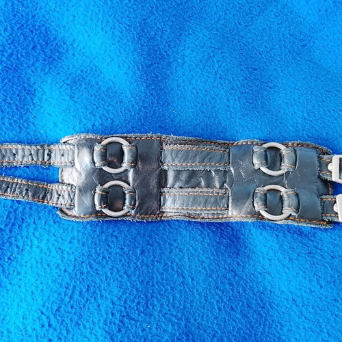 Leather men's bracelet used, brown, Raw double detail style