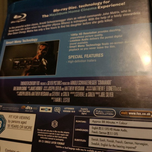 Commando Blu-Ray like new, action, adventure, thriller