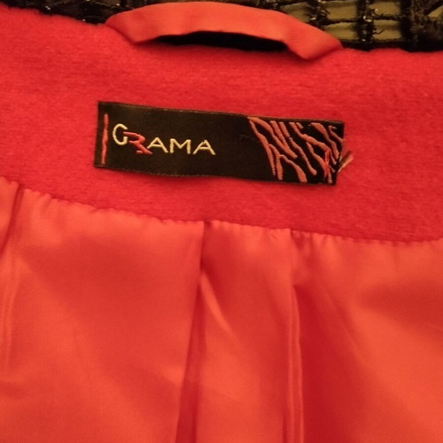 Grama red coat, black details, size S
