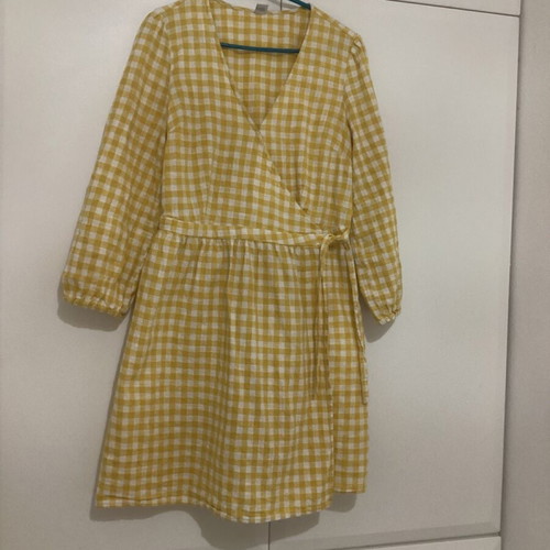 Yellow checkered Old Navy dress Medium like new, cotton