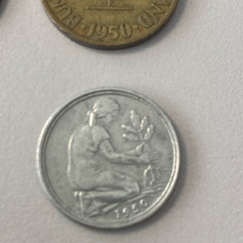 Collectible set of 7 Pfennig coins Germany 1949-1950 used