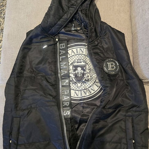 Balmain Paris Men's Black and Silver Gilet like new, size M