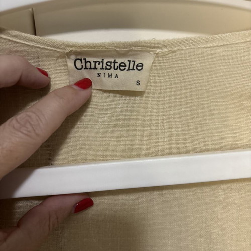 Christelle linen kimono with wide fringed sleeves like new, beige