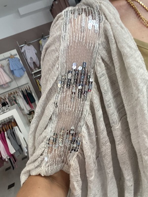 Top bolero used, grey with silver sleeve detail and wide sleeves