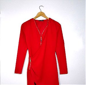 Κόκκινο φόρεμα με zip, S