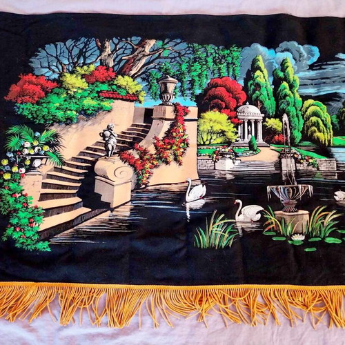 Canvas painting used, vintage, hand-painted, 140x63 cm