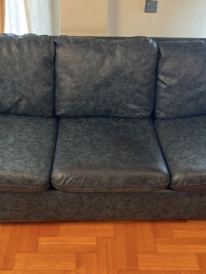 Sofa set with mechanism used, three-seater bed and two-seater, leatherette