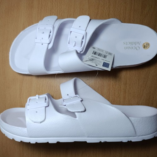 Ocean Addicts women's slippers, white, adjustable straps