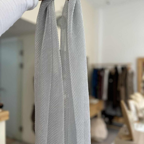 Thin semi-transparent pashmina with silver thread new in red and silver