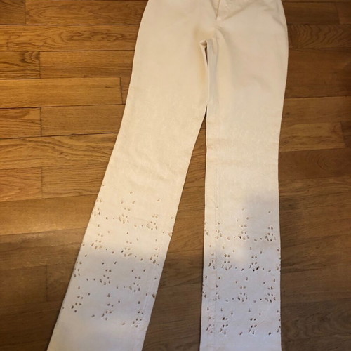 Ferre beige pants XS with embroidered cutout lace