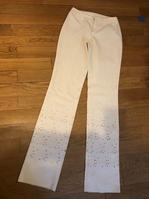 Ferre beige pants XS with embroidered cutout lace
