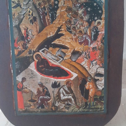 Wooden handmade icon The Nativity new