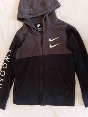 Nike Swoosh Sportswear Παιδικό Medium Μεταχειρισμένο Μαύρο Γκρι Φούτερ με κουκούλα