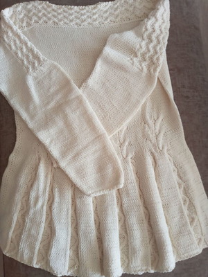 Handmade sweater from bamboo yarn, ecru color