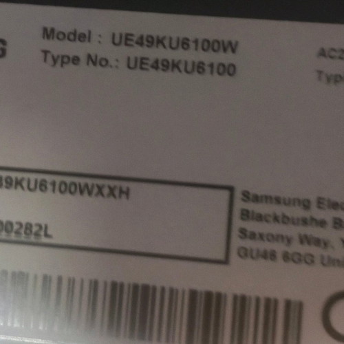 Samsung UE49KU6100W 49 UHD 4K Curved Smart TV Broken Panel for Parts