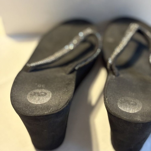 Exe platform sandals black with rhinestones used, size 38
