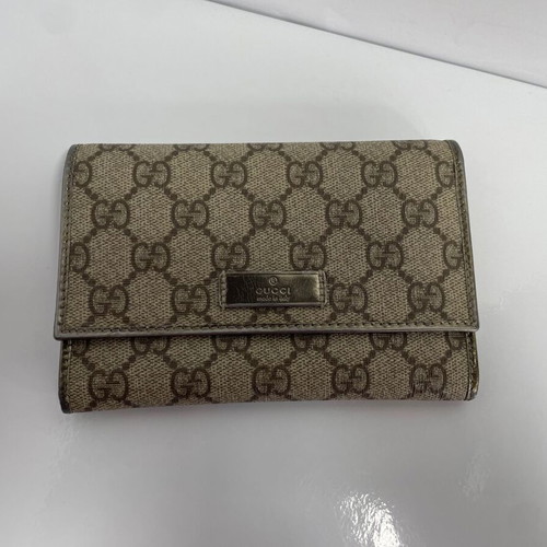 Gucci canvas wallet used, beige, 4 card slots, coin compartment