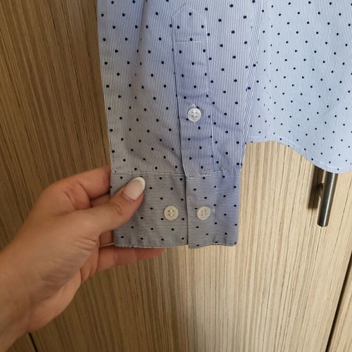 H&M women's shirt white-blue with dots like new, size 38