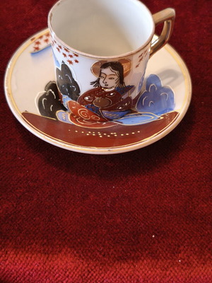 Japanese espresso demitasse cup and saucer hand painted, like new