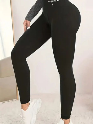 Women's high-waisted elastic leggings new, size L, black