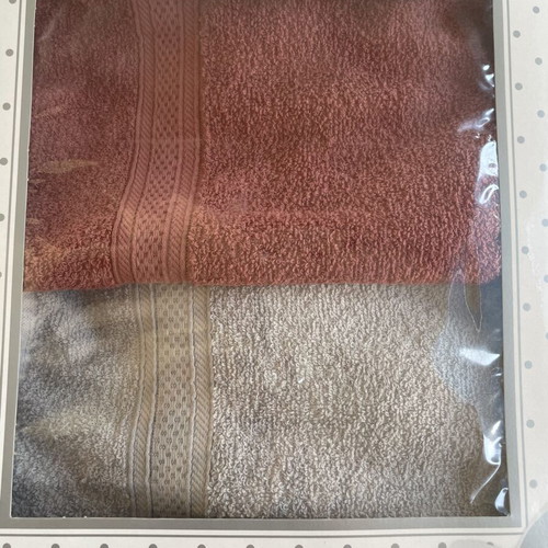 Cotton face towels, new, coral and grey, 50x90 cm
