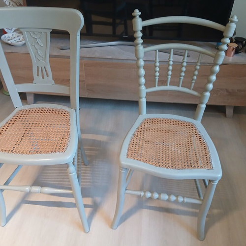Two vintage chairs with wicker in like new condition