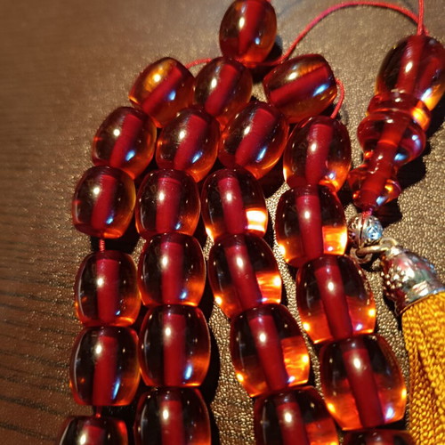 Mastic komboloi worry beads with silk tassel
