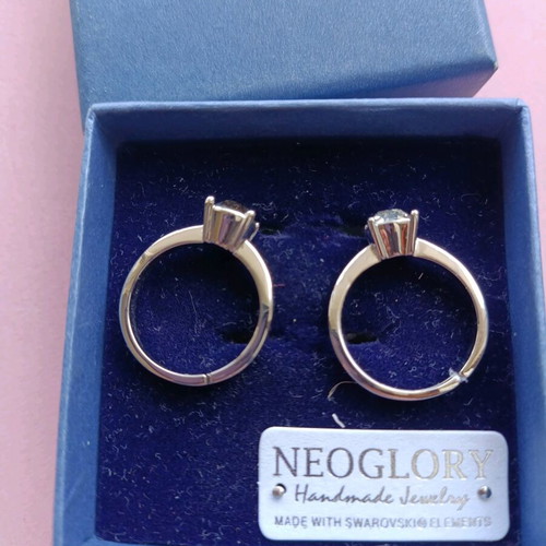 Neoglory rings with Swarovski elements new, silver alloy, set of 2