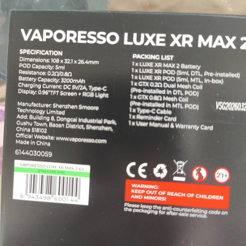 Vaporesso Luxe XR Max2 100W 3200mAh 5ml Battery New
