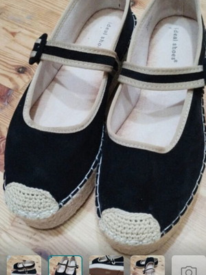 Espadrilles double sole black with strap new, size 40