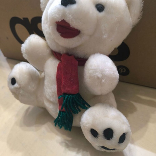 White plush teddy bear with scarf like new