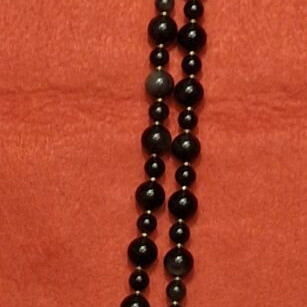 Memento Mori Necklace with Silver Obsidian and Cross with Skulls like new