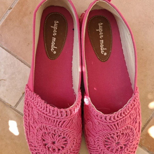 Super Mode espadrilles fuchsia size 39 like new, cotton blend